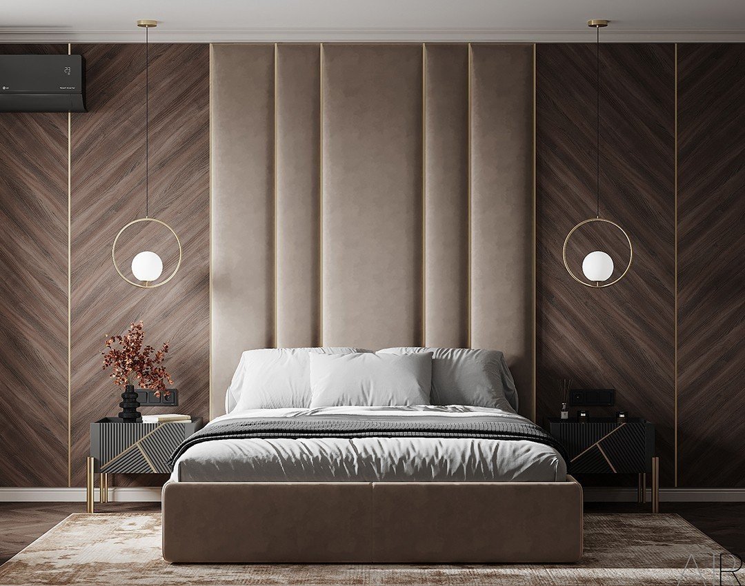 <p>Современная спальня с элементами ар-деко</p>